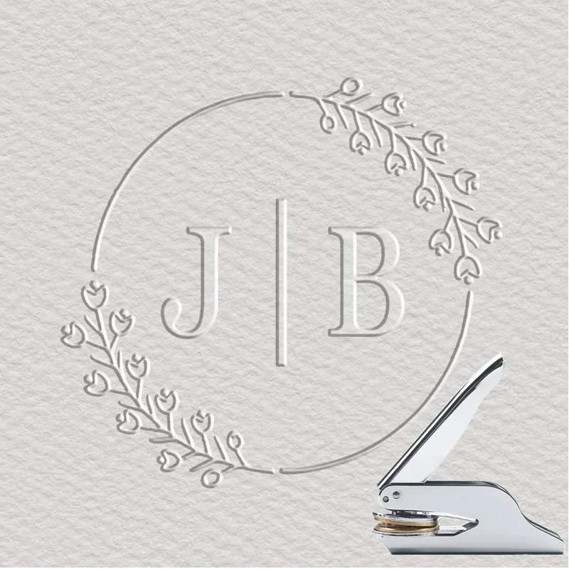 Custom Logo Stamp Personalized Monogram Embosser, 16 Designs, Custom Initials Embosser, Wedding Stamp