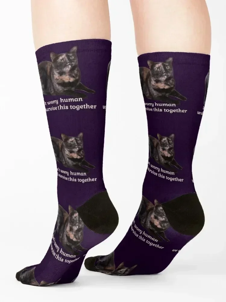 Don’t Worry Human We Will Survive This Together Socks compression winter gifts Running Crossfit Mens Socks Women's