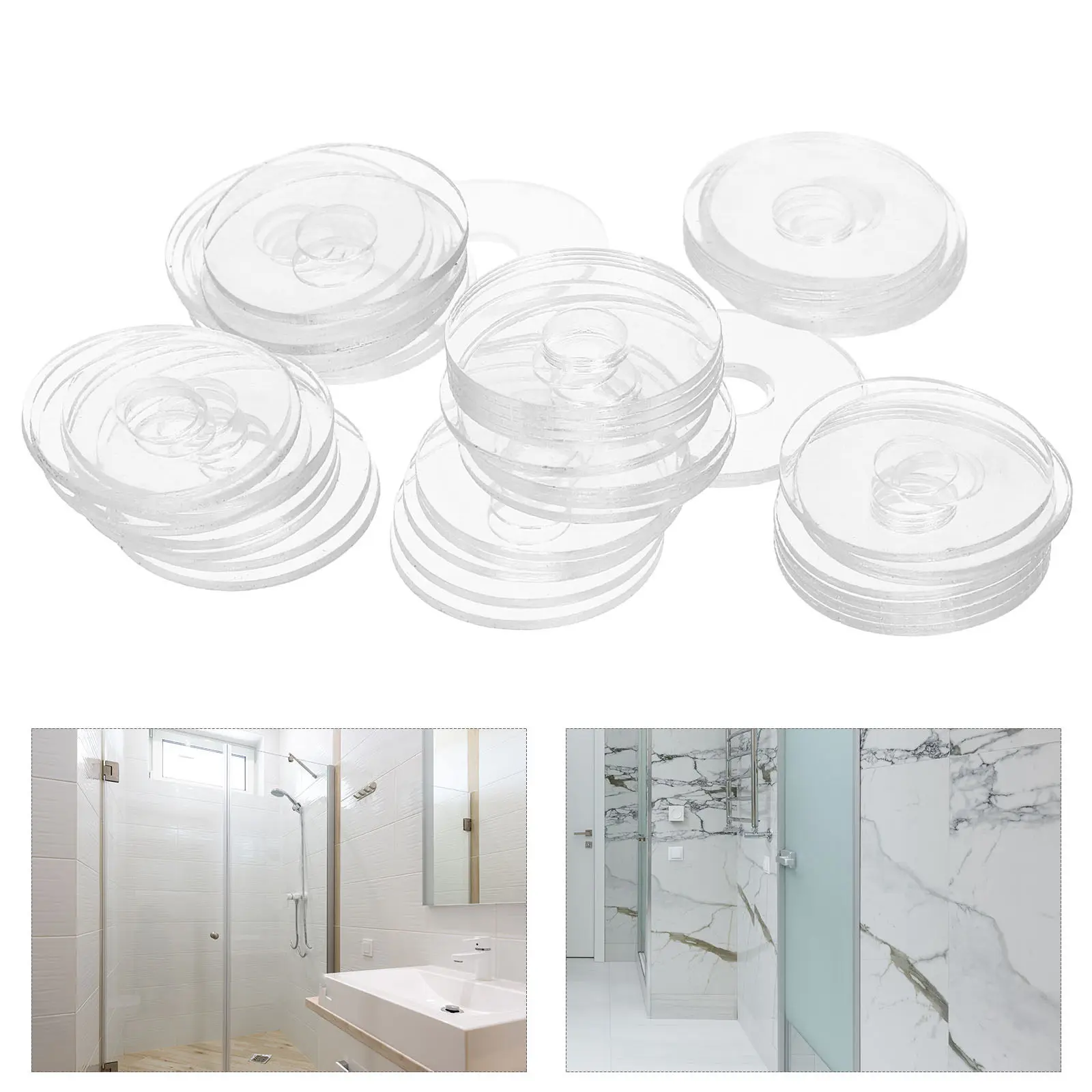 50Pcs Vinyl Shower Handle Washers Transparent Round Flat Gasket Replacement for Screw Fastening Sealing Anti-Loose DIY Repair