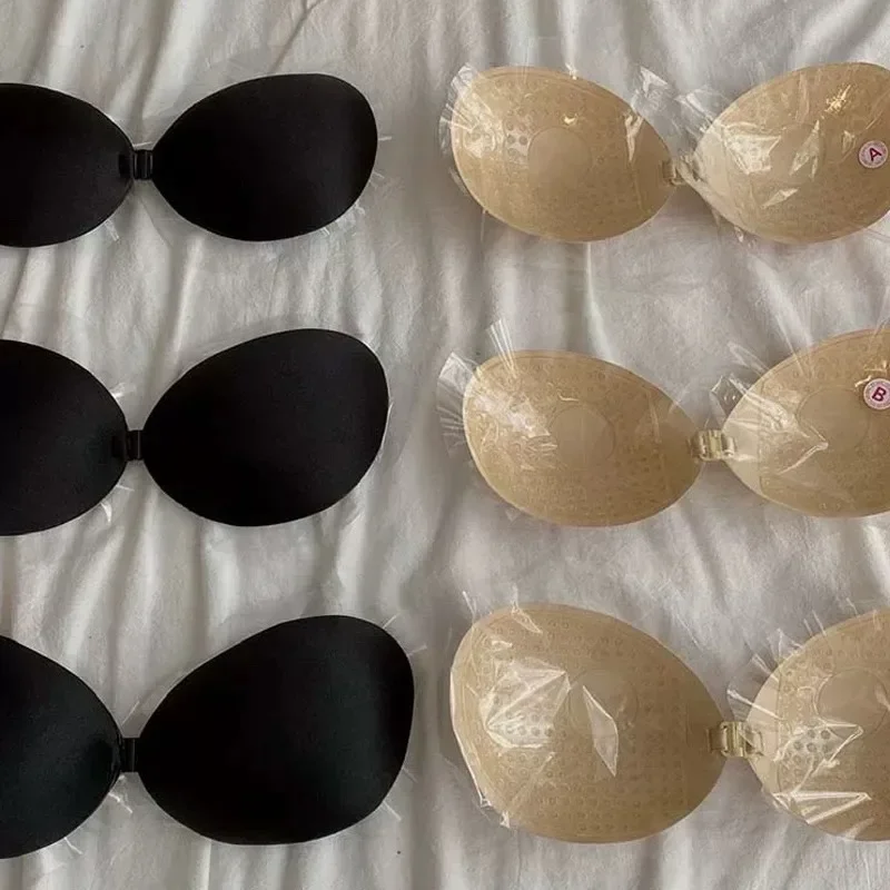 Women\'s Invisible Strapless Adhesive Stick Bra Strapless Push Up Bras Lingerie Seamless Silicone Nipple Cover Bralette Underwear