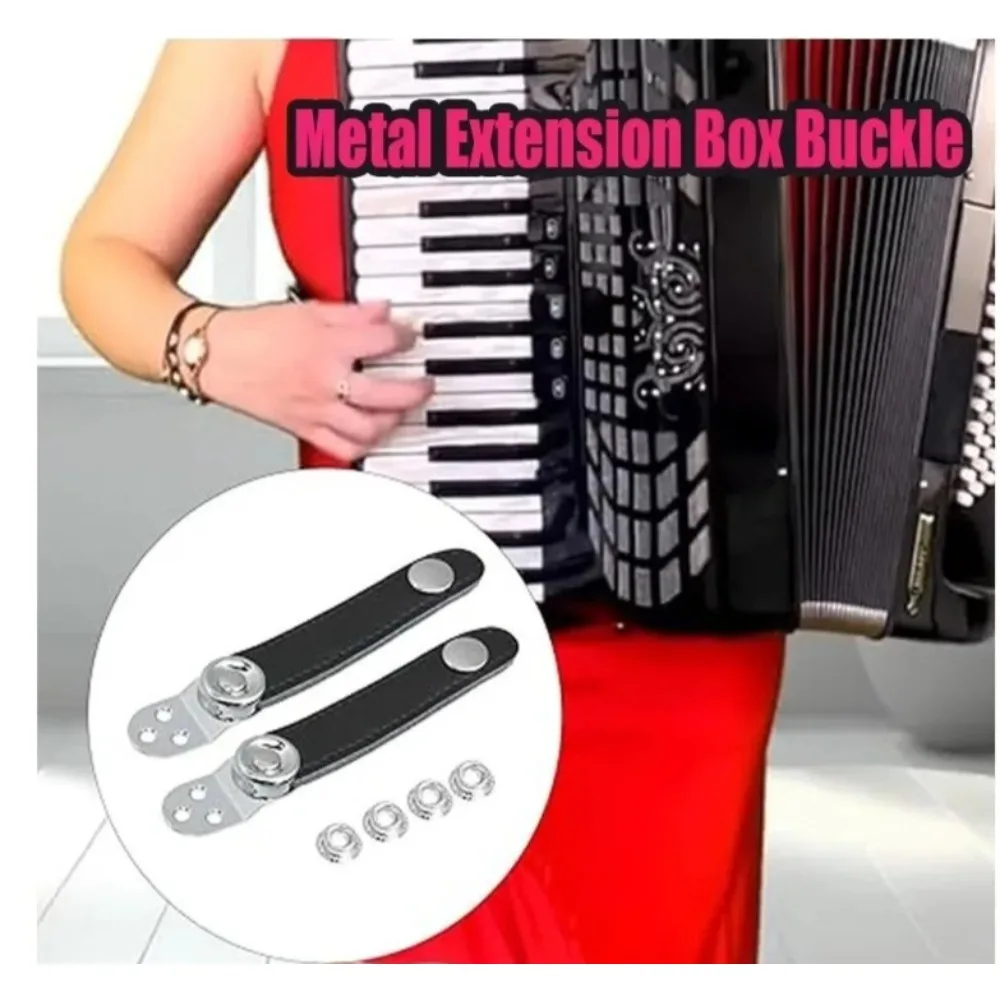 Nueva Correa de Fuelle de Acordeón con Hebilla Metálica para Hohner, Correa de Extensión de Cuero de Doble Capa con 4 Hebillas