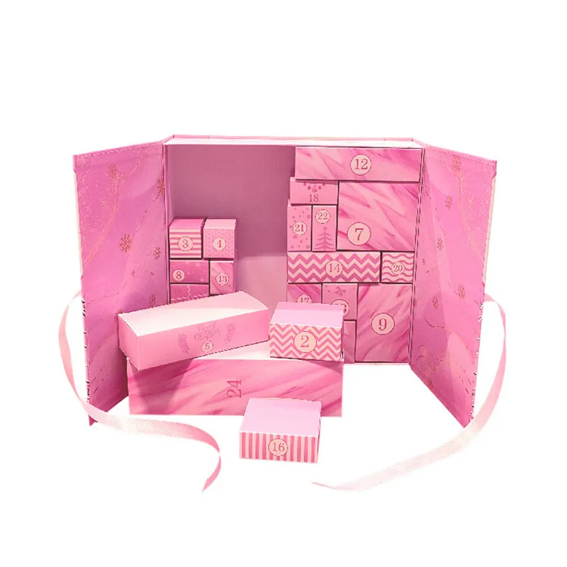 2025.Christmas Packaging Gift Box Luxury Custom Lipstick Storage Make up Cosmetics Advent Calendar Box With Logo