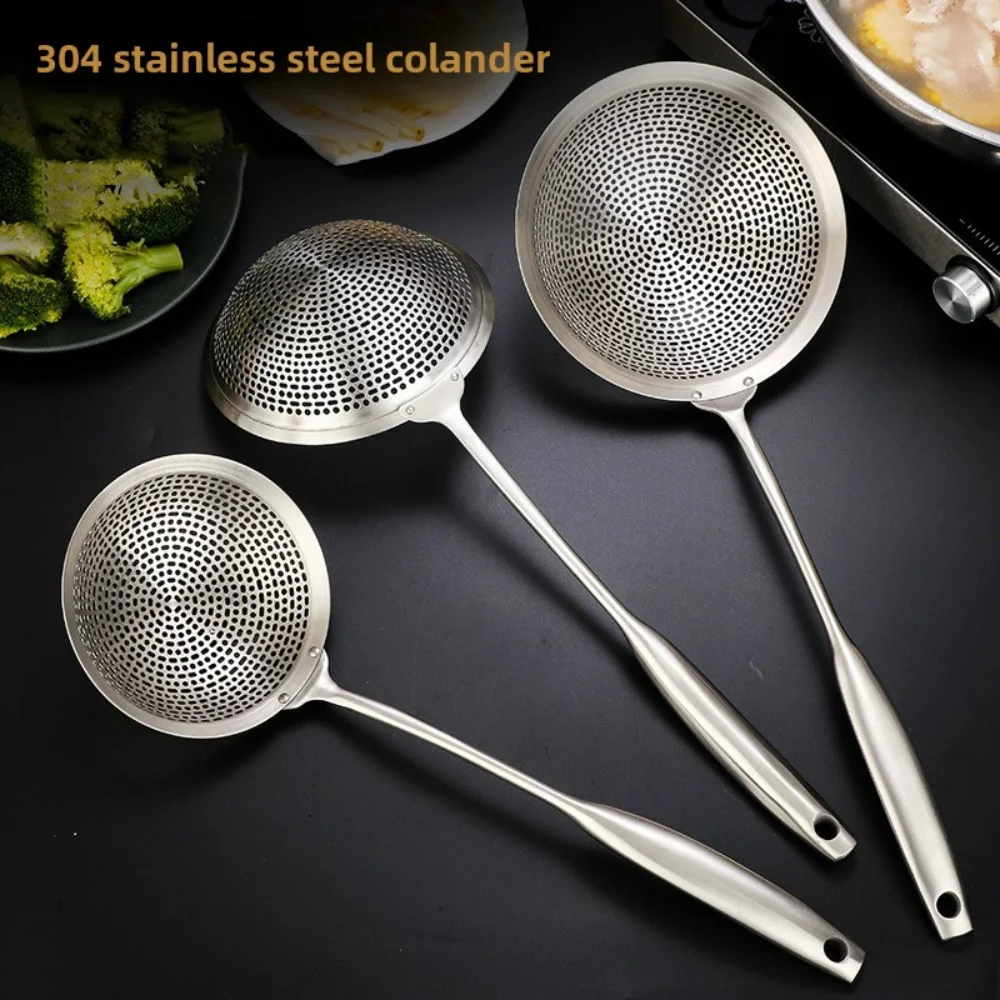 Colador grande duradero de acero inoxidable 304, colador de alimentos multifuncional grueso, filtro de cuchara, espumadera de cocina, pollo frito