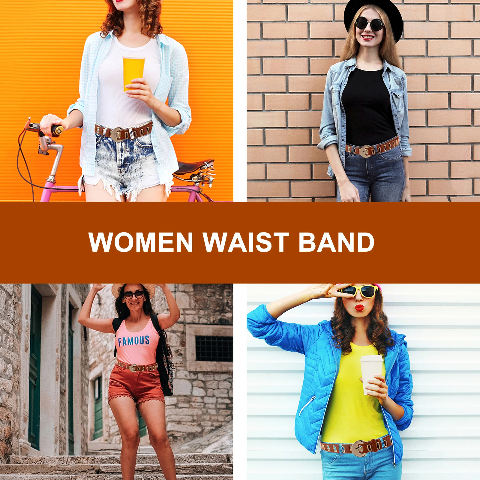

1Pcs Stylish Waist Belt for Women Genuine Look Band Fashion Holed Belt Outfit Matching Office Casual Wear Gift Idea