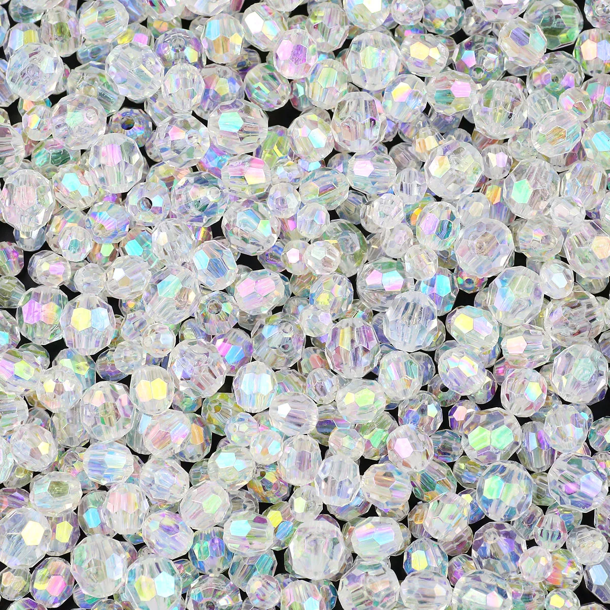 50-200pcs/Lot 6 8 10mm Faceted Round Acrylic White Color Transparent Spacer Loose Beads For Jewelry Making Bracelet Neckalce DIY