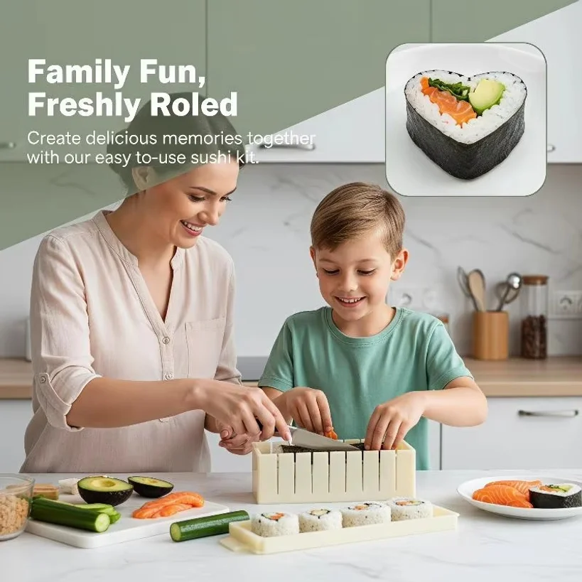 Complete Sushi Making Kit With Various Shape Molds And Sushi Knife Perfect For Home DIY Sushi Party Cooking Lovers