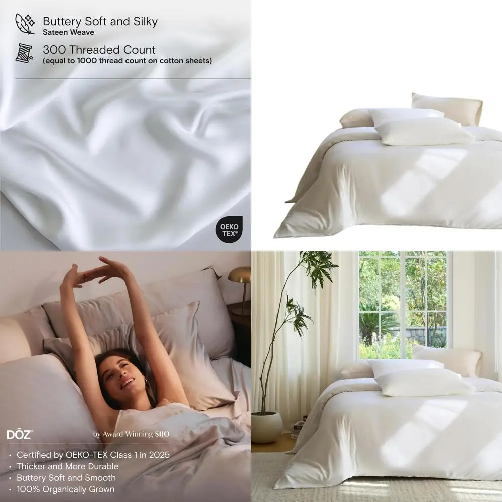 

DOZ Duvet Cover Set, 100% Viscose derived from Bamboo, Organically Grown, Buttery Soft, Cooling Duvet Covers, High GSM, 1 Duvet