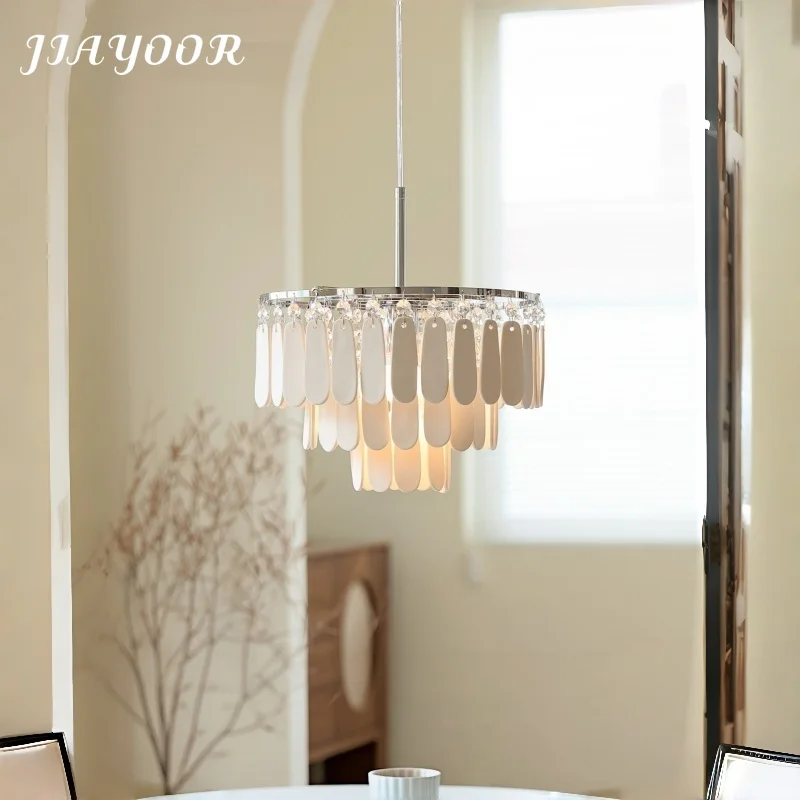 French Light Luxury Milk Gloss Bone Ceramic Hallway Bedroom Pendant Light Mid Century Romantic Dining Cafe Home Lamp Changeable