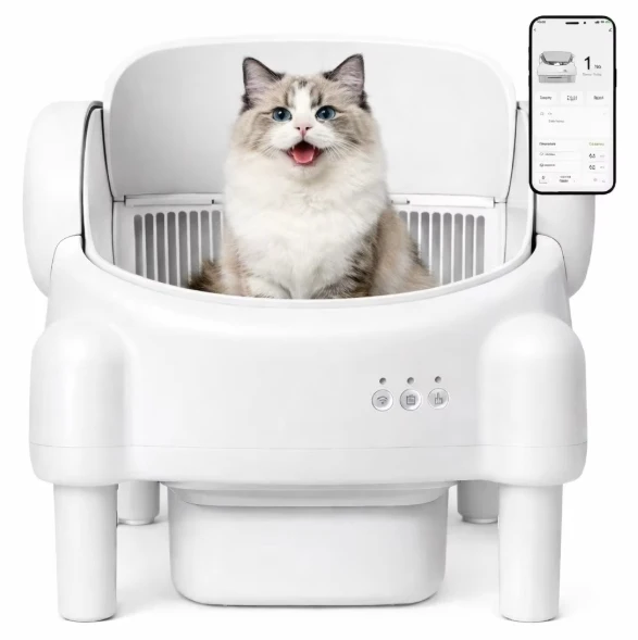 Electric Cat  Box 75L PP + Stainless Steel Deodorizes Automatic Cleaning APP Remote Control Smart Monitoring Large Waste