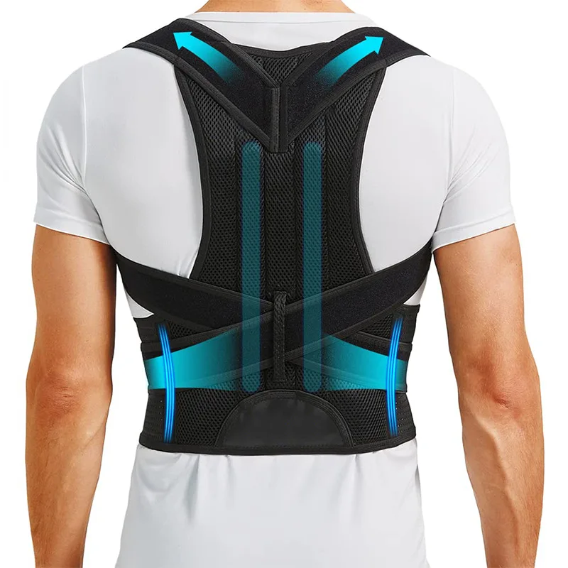 

Ergonomics Breathable Adjustable Anti Hunchback Belt Spine Lumbar Back Brace Posture Corrector with Metal Support for Men Women