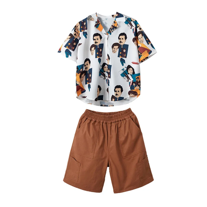 Ropa de Hip Hop para chico, camisa con estampado Vintage, Top marrón de verano con múltiples bolsillos, pantalones cortos Cargo para niñas y niños, traje de baile de Jazz