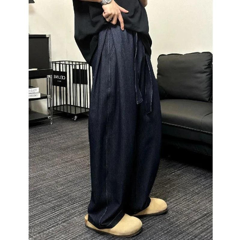 

Spring 2025 Men's Casual Pants Loose Fit Straight Leg Spor Leisure Trousers Splicing 3D Design Faionable Urban Sle