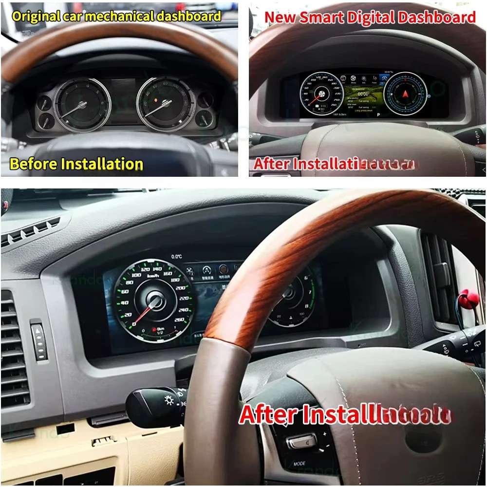 Krando 12.3 بوصة LCD لوحة القيادة كوكبيت افتراضي لاند كروزر LC200 2008 - 2020 عداد السرعة الرقمي العنقودية