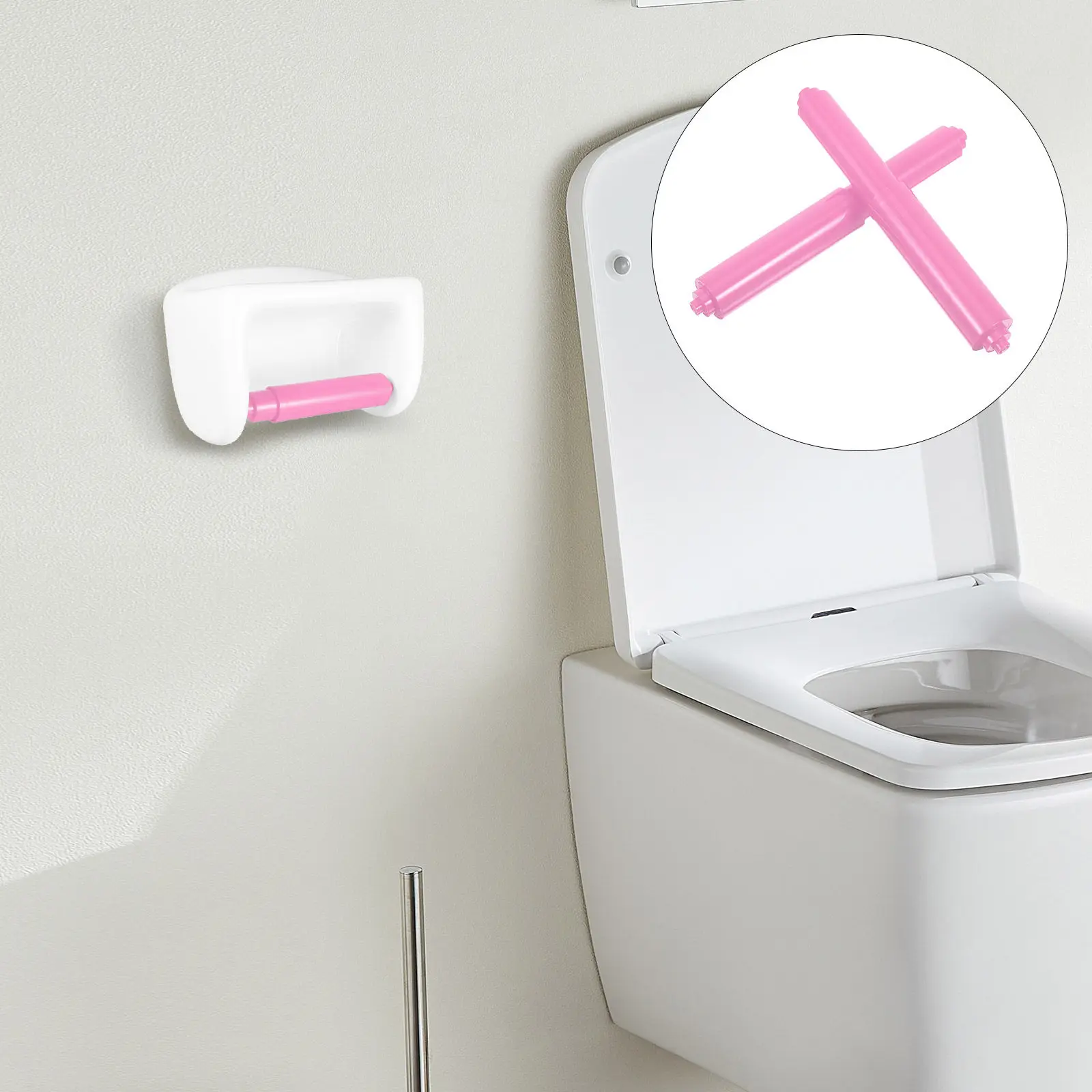 2Pcs Plastic Toilet Paper Holder Rod Spring-Loaded Adjustable Roll Holder Replacement for Bathroom Kitchen Smooth Rotating