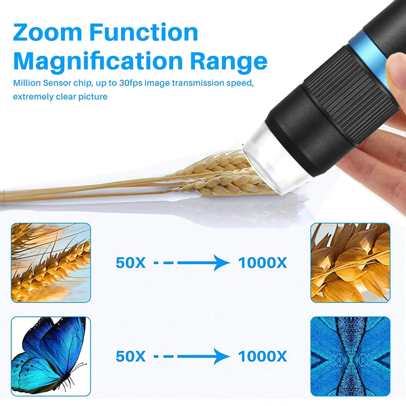 Microscope1600X digitale Wireless USB professionale con lente d\'ingrandimento per fotocamera elettronica WiFi a 8 LED per strumento di riparazione