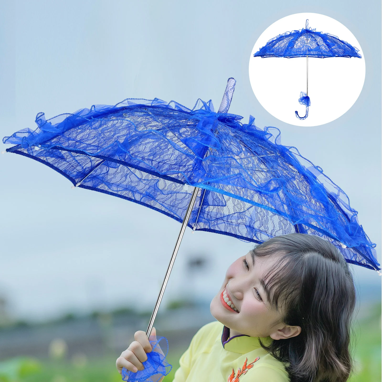 

Children Dance Umbrella Lace for Stage Performance Chinese Style Decorative Metal Photo Prop Parasol