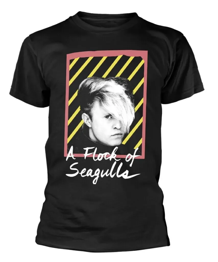 A Flock Of Seagulls Neon Logo Black T Shirt New Official