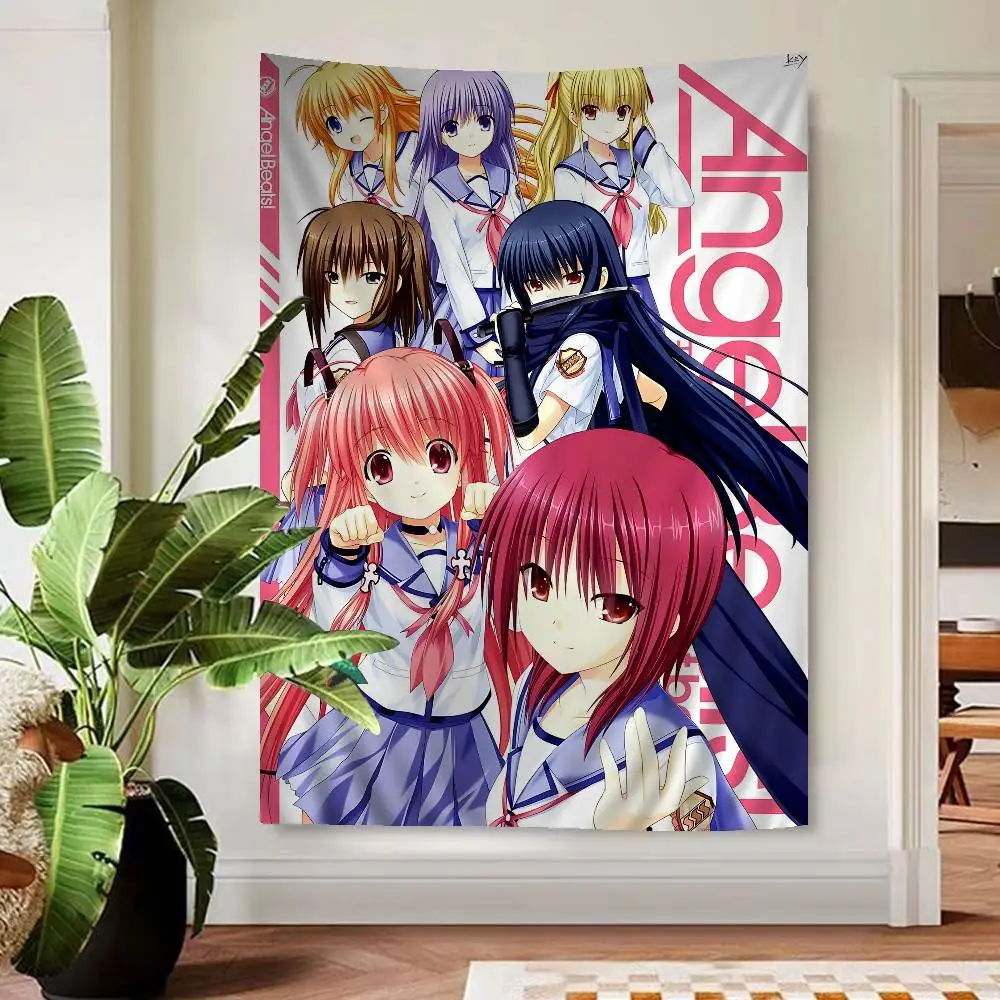Angel Beats! Tapestry, Kanade Tachibana & Yuri Nakamura Anime Wall Hanging, Track ZERO Print, Room Decor for Otaku & Anime Fans