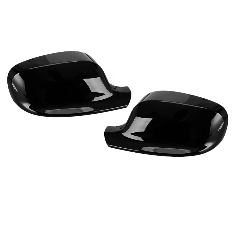 자동차 유지 보수 표시된 거울 커버 캡 검정색 미러 캡 2개 세트 쉬운 설치 OE 일치 실용적인 소재