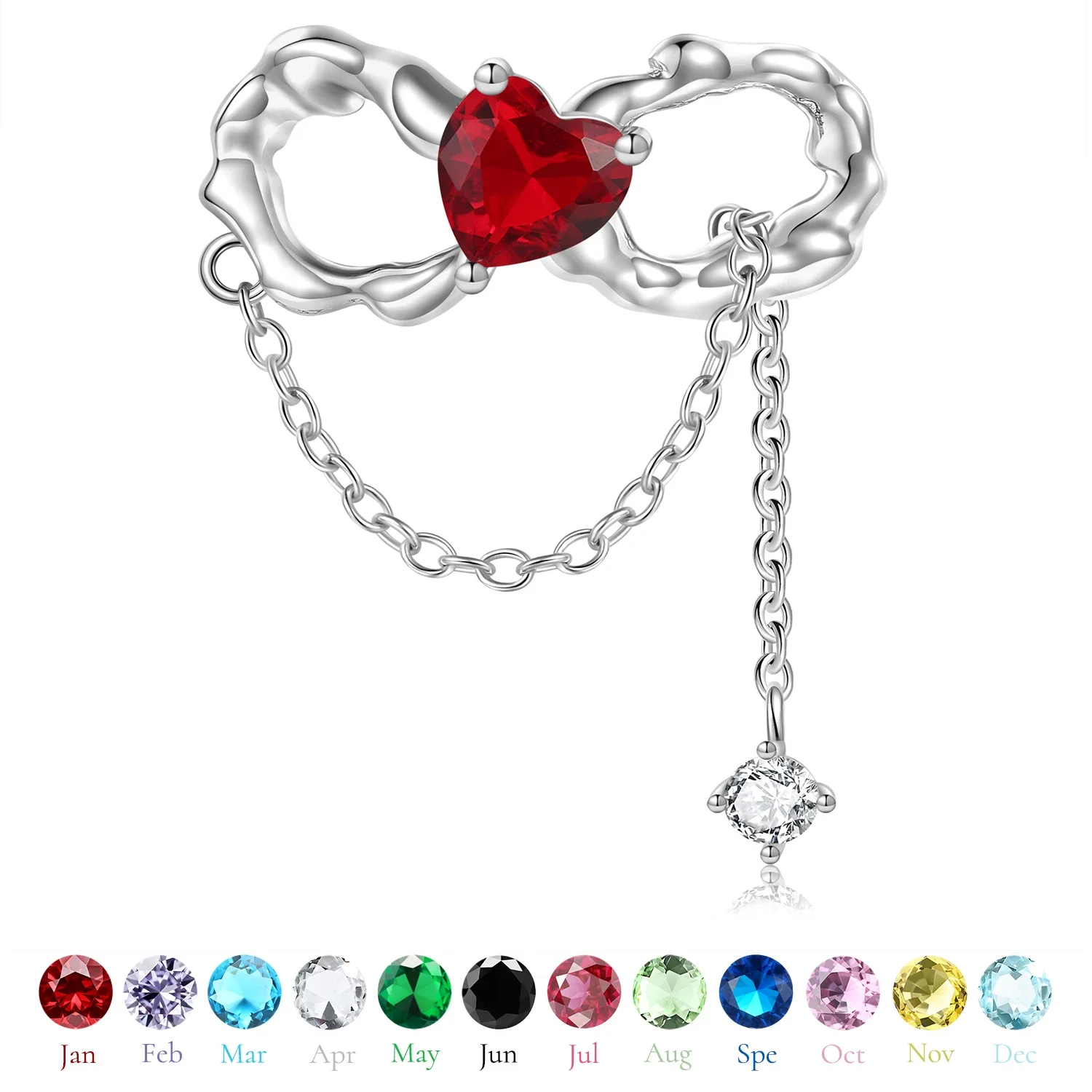 

Infinite Love Birthstone 925 Sterling Silver Romance Beads Chain Family Pendant Charms for Women Bracelet Mother Girlfriend Gift