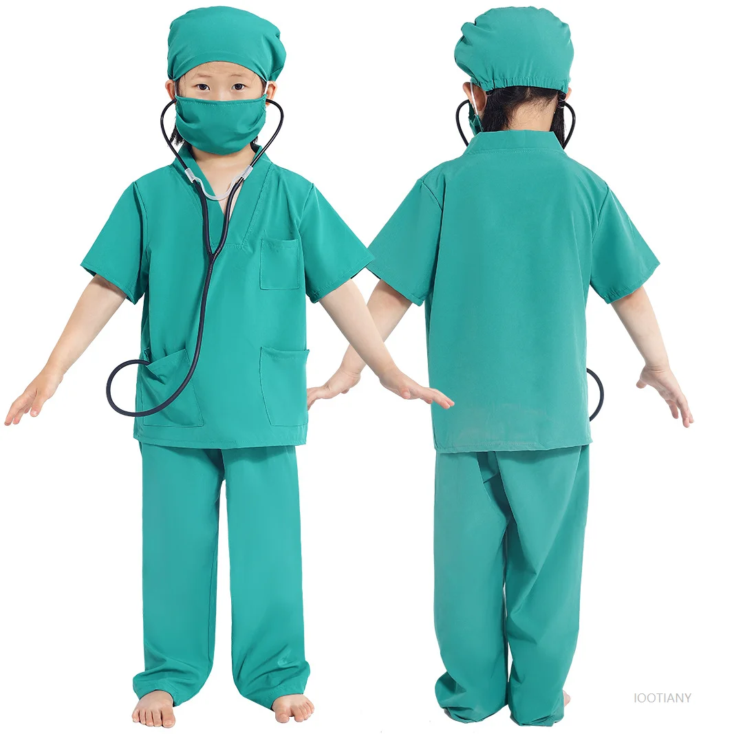 

Children's Doctor And Nurse Costumes For Anti-pandemic Performances V-neck Surgical Gowns Professional Role-playing Outfits 2026