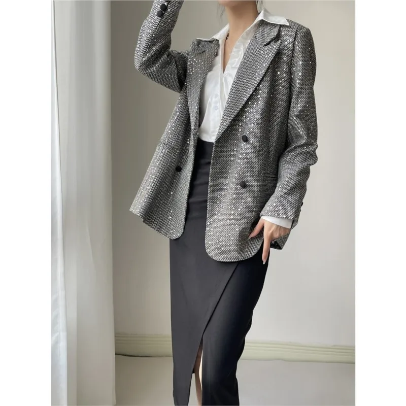 

MODX-Sequin Blazer for Women High-class Sense of Straight Commuter OL Suit Hot New 2024