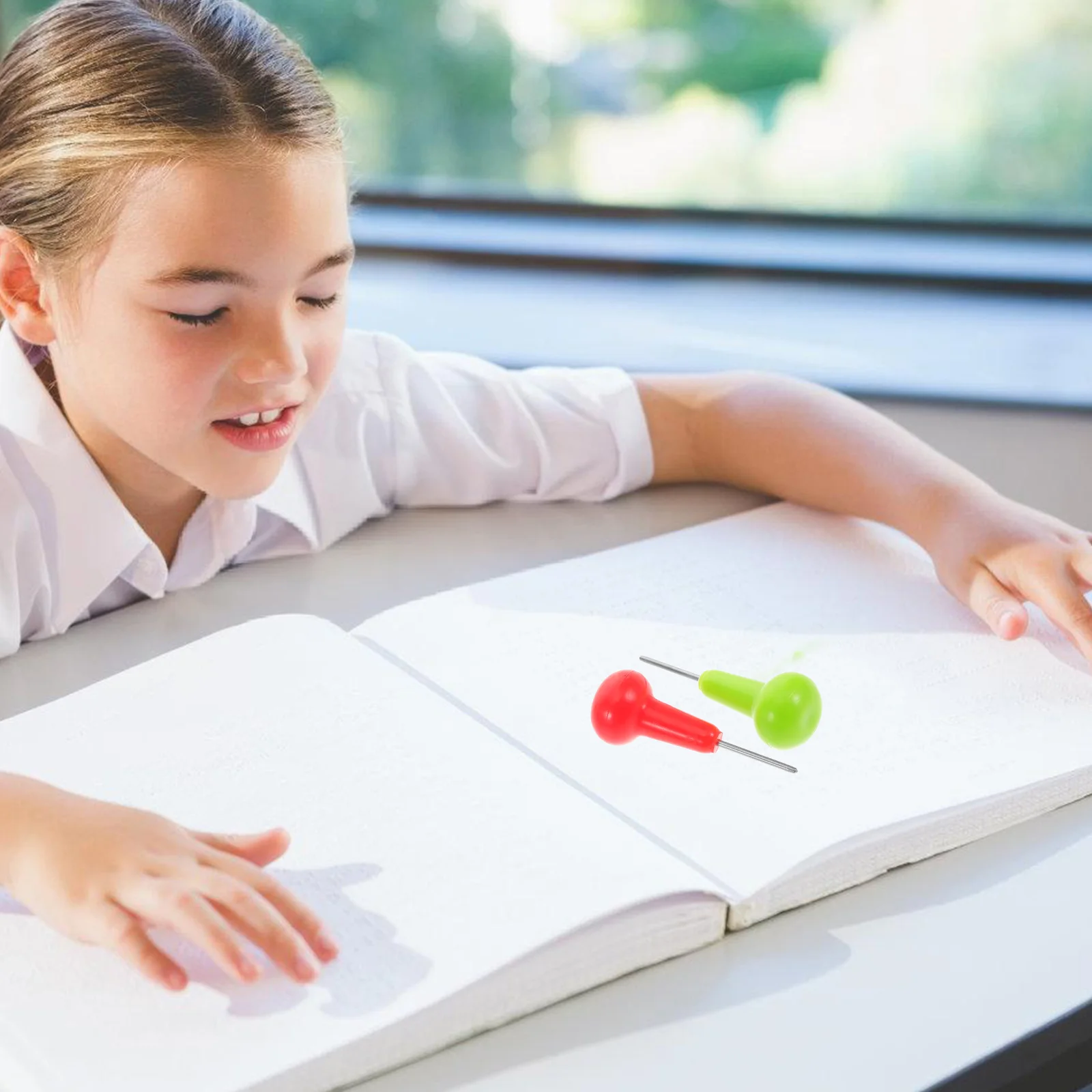 2 Stuks Braille Schrijfpen voor Onderwijs Blinde Studenten Dot Stylus Gladde Tip Comfortabele Grip Schrijven Hulp Braille Dot Stylus