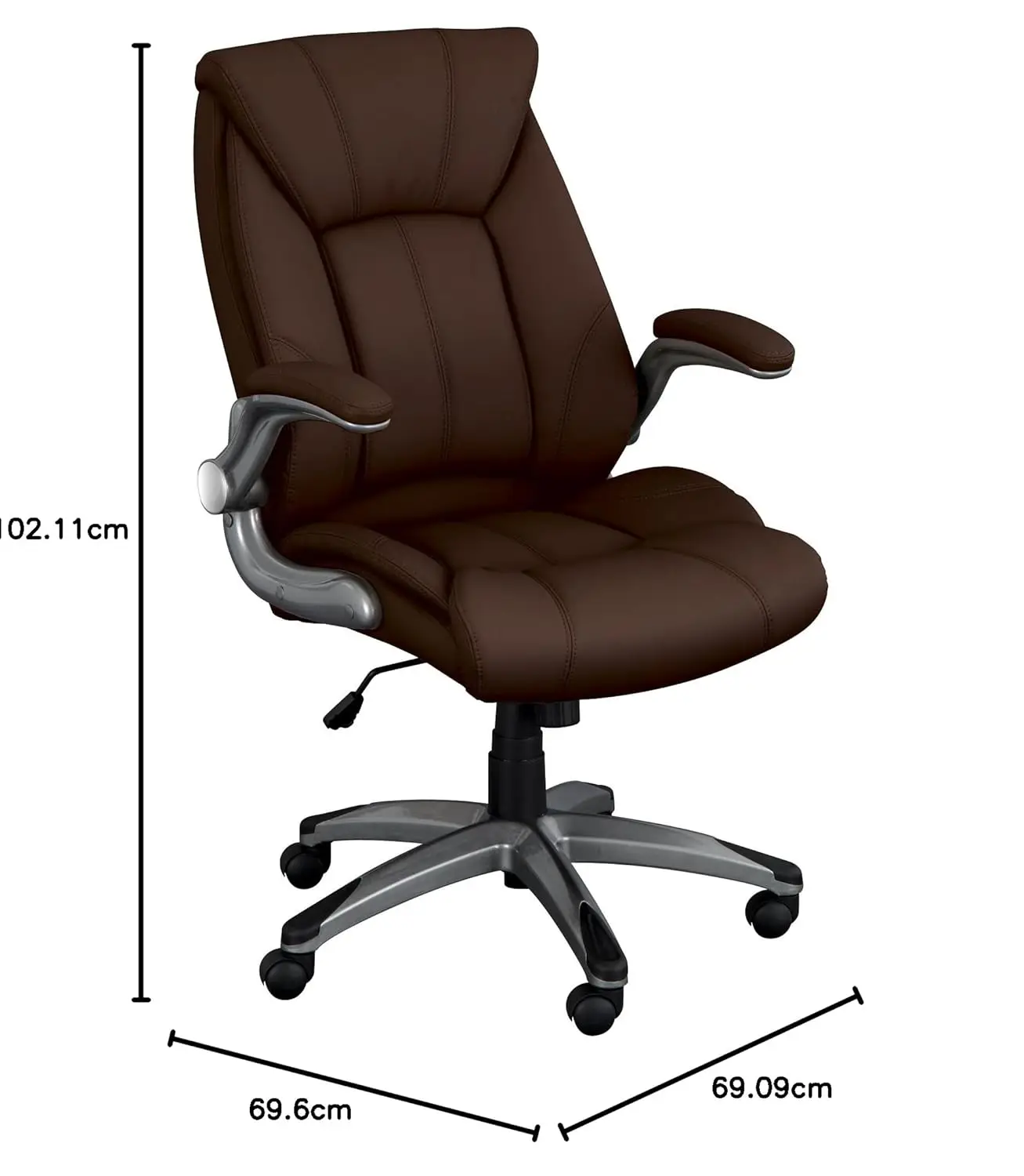 Commercial Furniture Executive Chair with Flip-Up Arms, Brown, NOR-OUG1041BR-SO