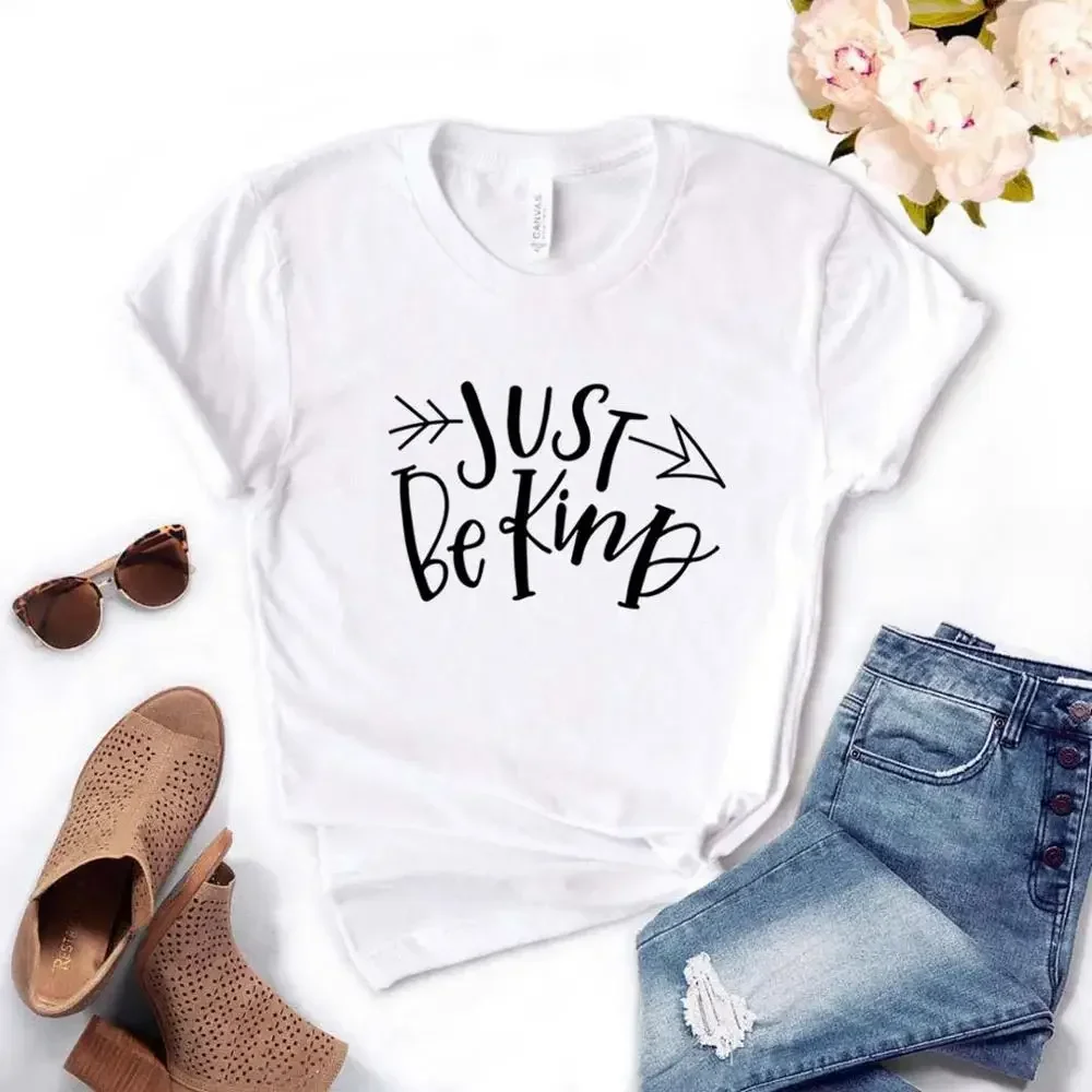 Just be Kind Arrow Print Women tshirt Casual Cotton Hipster Funny t-shirt Gift Lady Yong Girl 6 Color   y2k accessories