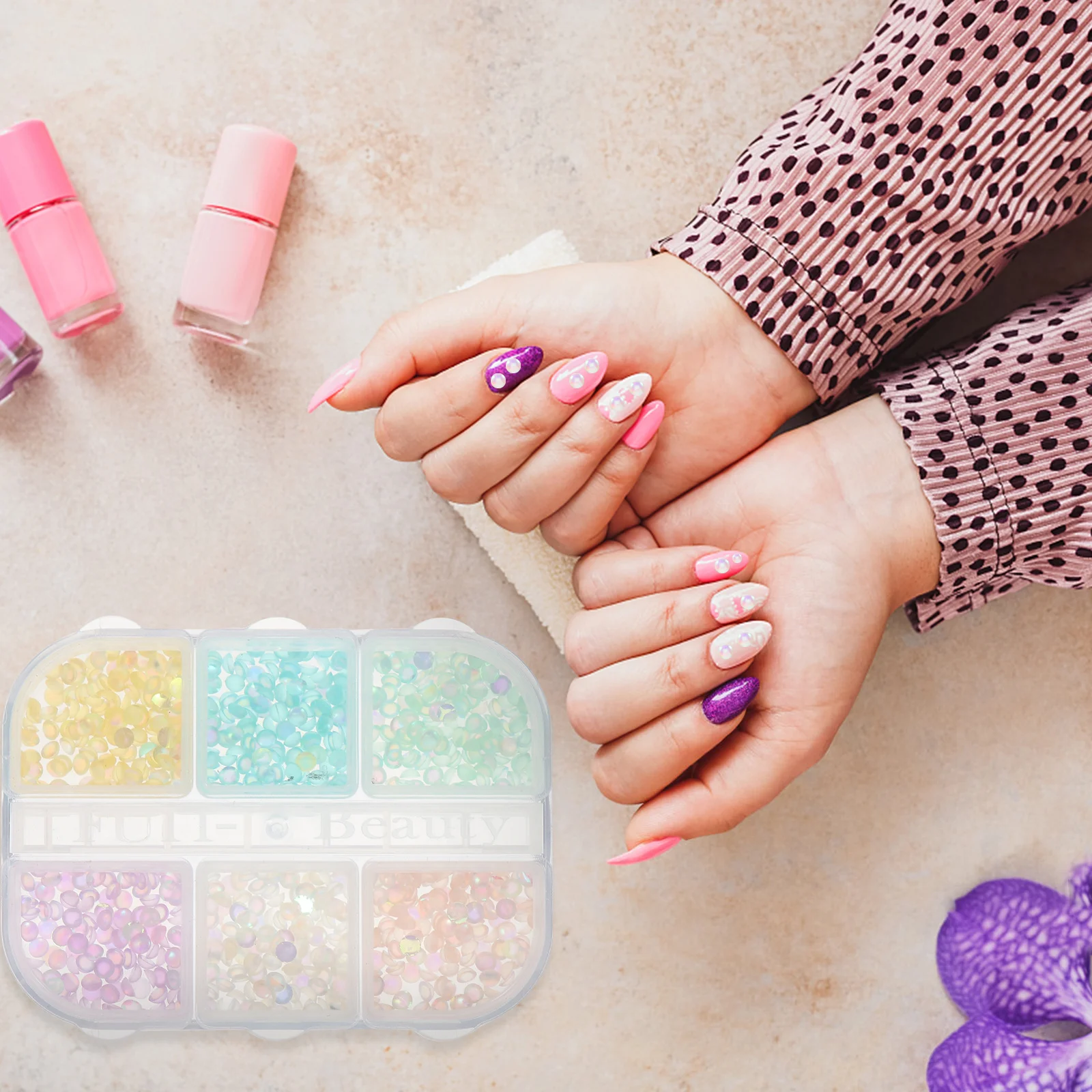 1 Box Of Mermaid Pearl Decorations Resin 3D Nail Art Diy Charms Manicure Accessories For Salon Home Use Nail Art Decor