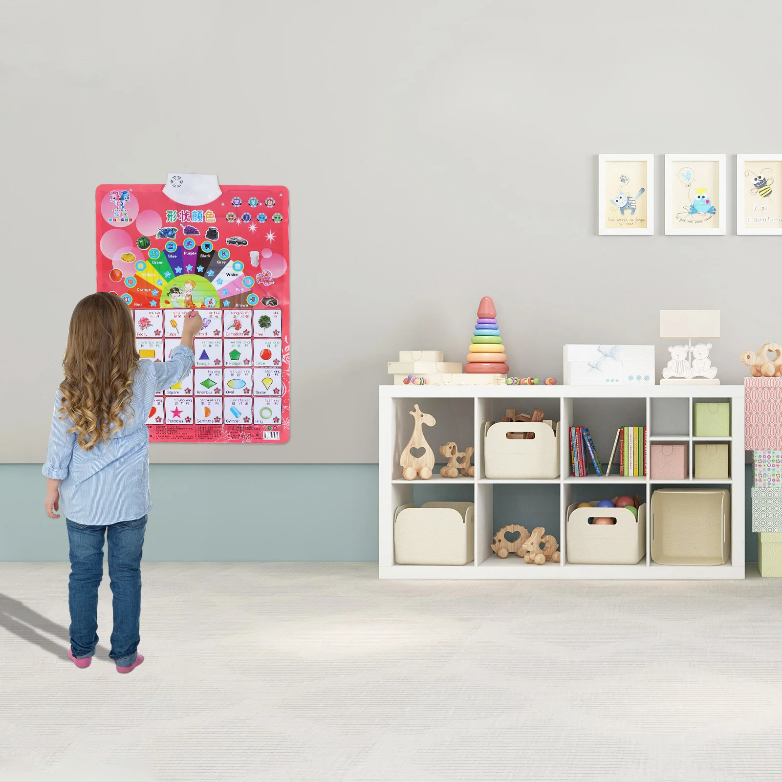 

Learning Wall Chart with Sound Toys Early Education Boy Kindergarten Pink Sensory for Kids Child