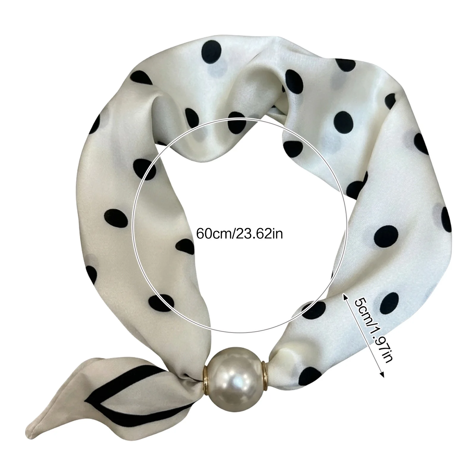 Pearl Silk Scarves For Women Ties Magnetic Clasp French Retro Silk Feel Neck Bows Jewelry Elegant Adjustable Summer bech scarves image 5