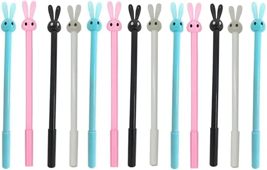 

150 Pcs Cute Bunny Gel Ink Pens Set 0.5mm Black Writing Tools Rollerball Gel Pens Student School Office Supplies Creative Gifts