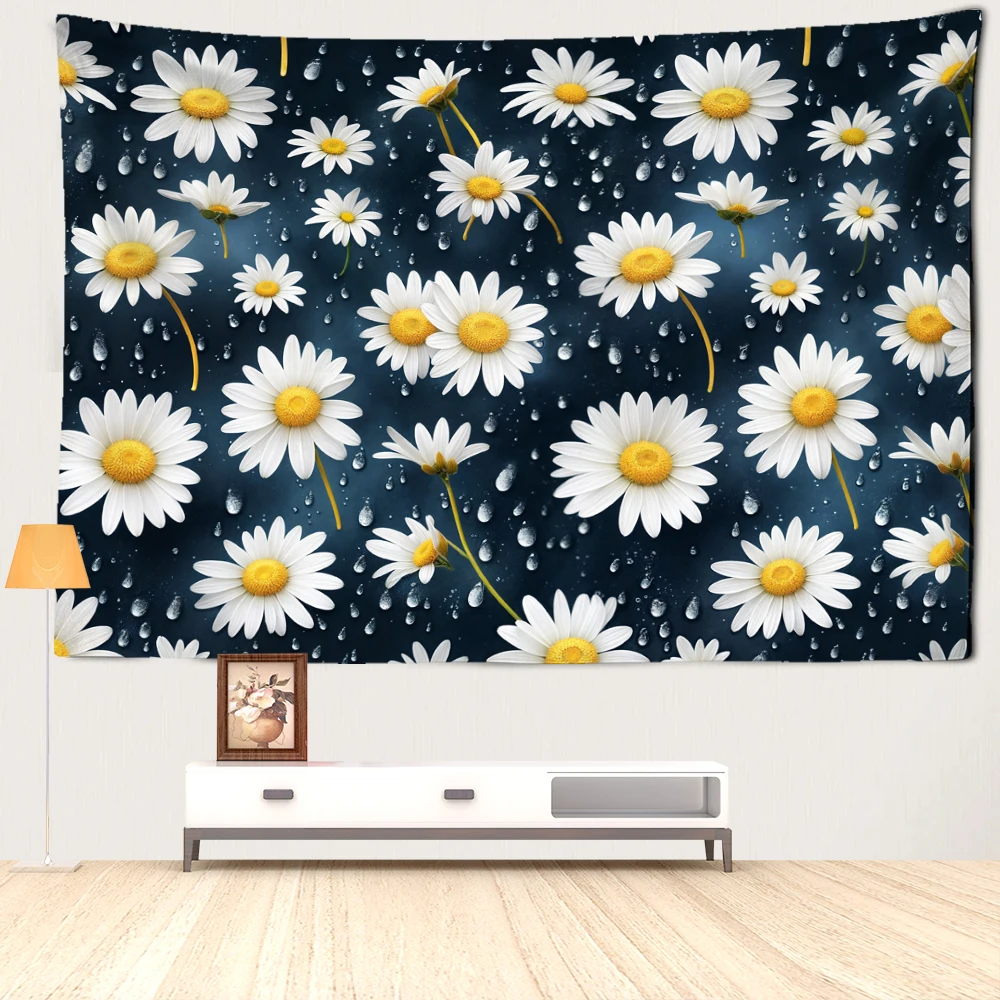 Raindrop Daisy Tapestry Wall Hanging Bohemian Hippie Tapiz Modern Art Bedroom Living Room Home Decor