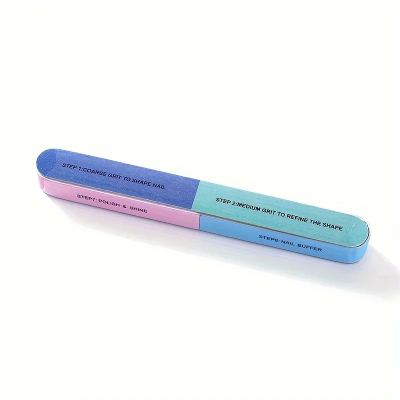 6-in-1 Nail Buffer Shaper with Easy-Grip Design - Durable, Unscented Manicure and Pedicure File with Stylish Print