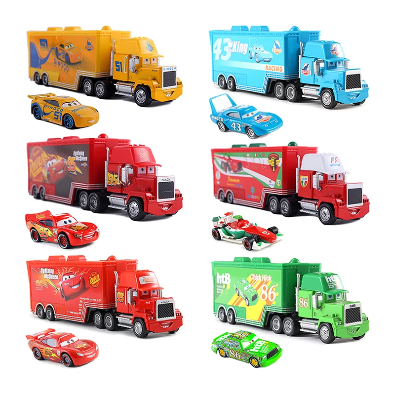 Disney Cars Figures Mack Truck Lightning McQueen Racing 1:55 Die Cast Model Children Mini Vehicle Toys Collection Birthday Gifts