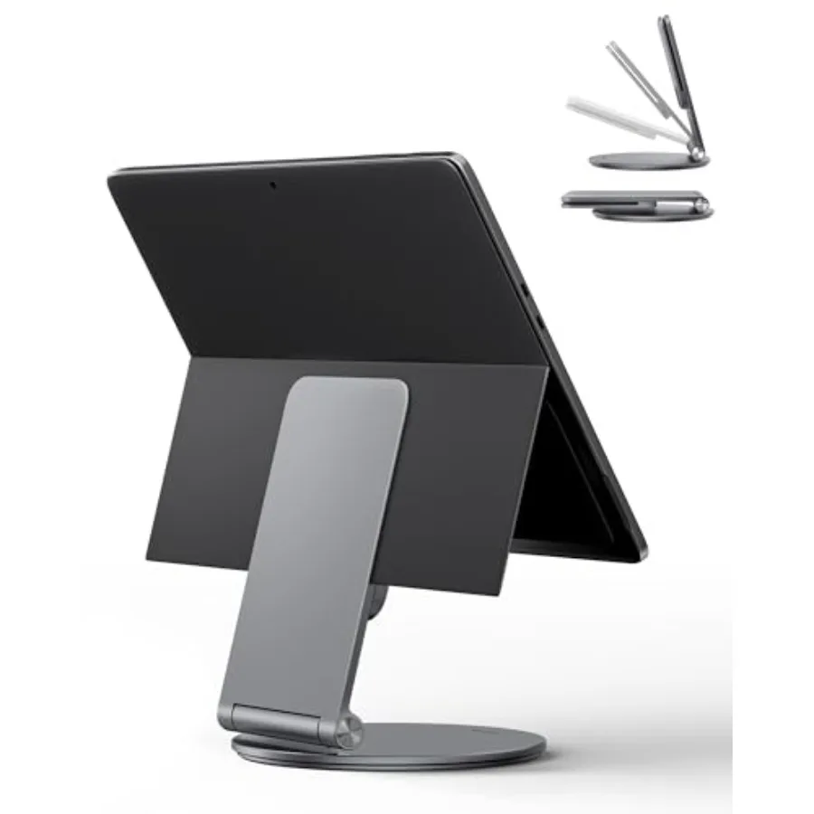 

Stand for Surface Pro/Go - Aluminum Alloy 360° Swivel Base Foldable Tablet Holder/Riser for Microsoft Surface Pro 7/8/9/10/11 a