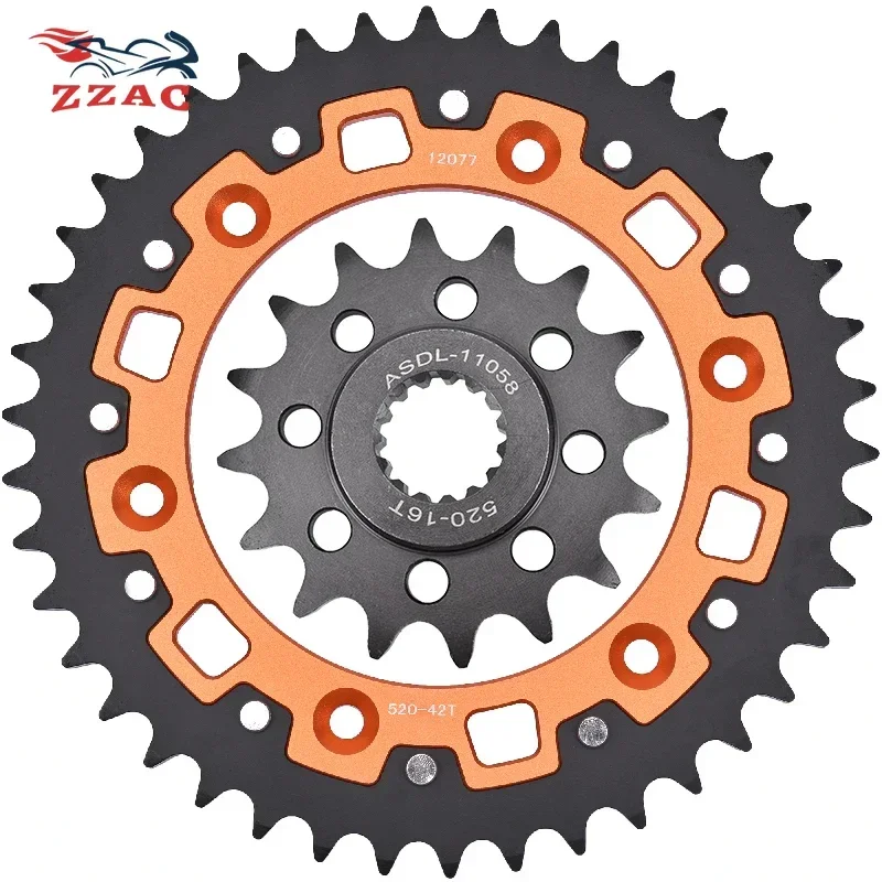 

520 42T 16T Motorcycle Steel Aluminum Composite Front Rear Sprocket Kits For KT/M 701 400 Du/ke 625 LC4 690 SMC 690 SMC R