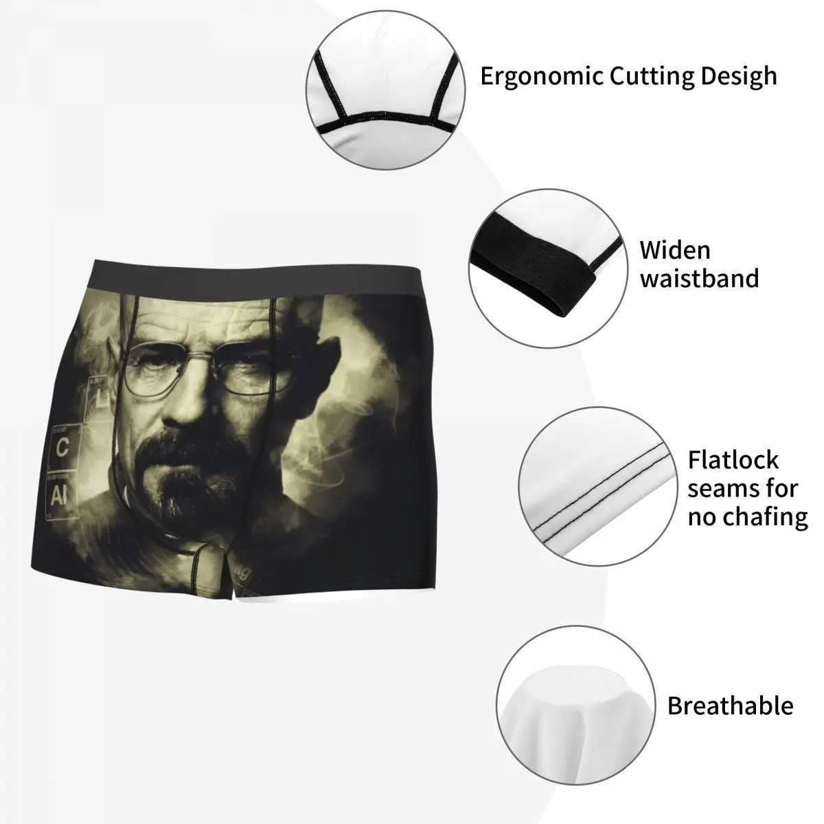 Cool Heisenberg Walter White Underwear Male Print Custom Breaking Bad Tv Show Boxer Briefs Shorts Panties Soft Underpants