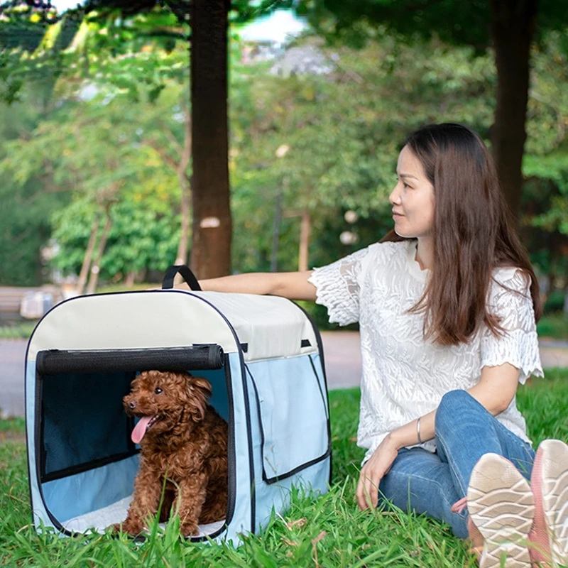 

Convenient Travel Dog Car Seat Large Car Small Dog Rolling Shutter Design Car Dog Basket All Around Ventilation Dog Cage