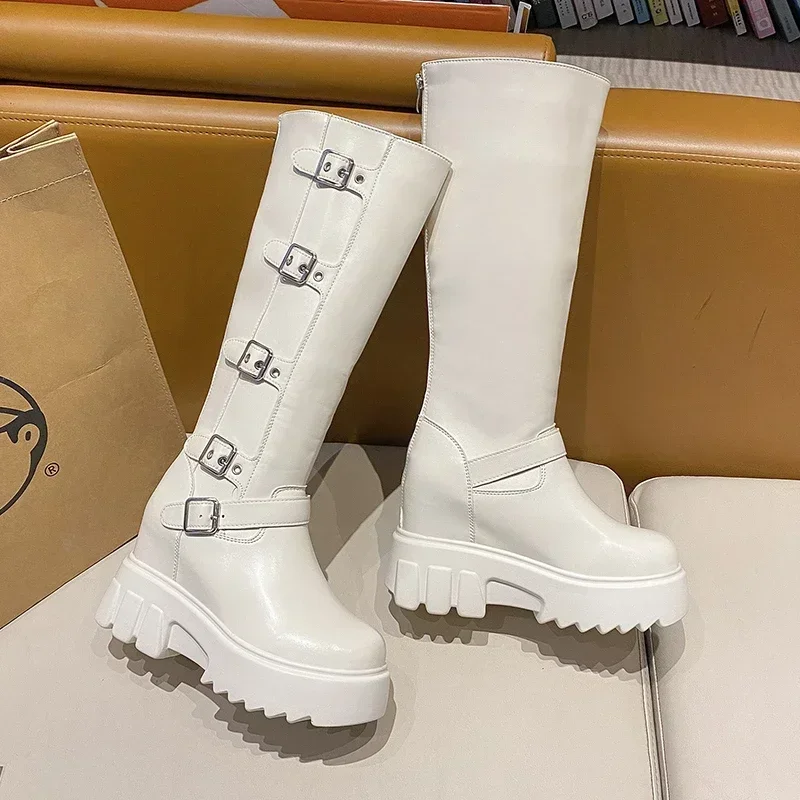 Bottes longues à plateforme épaisse pour femmes, l'offre elles structurelles, hauteur du genou, automne, hiver, nouveau, 2024