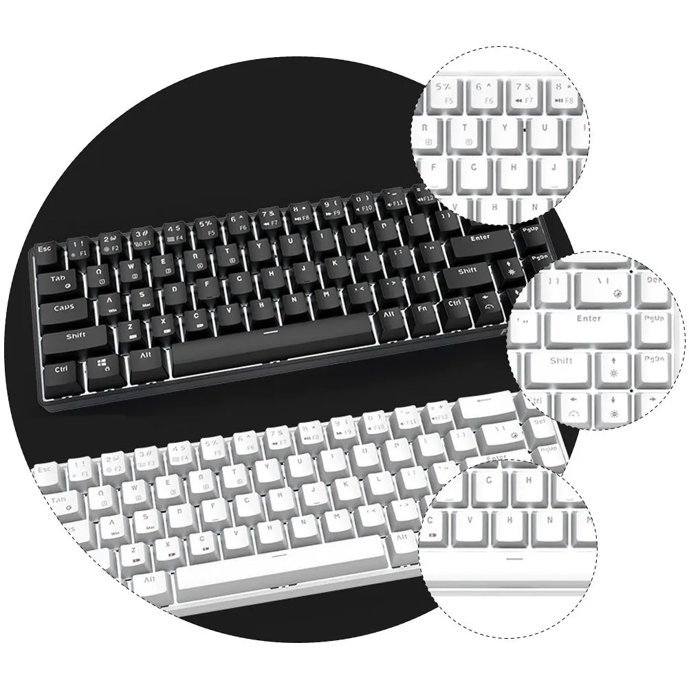 

1pc Rk855 Mechanical Keyboard 68-Key Dual-Mode Wired Wireless Gaming Office Portable 1000Mah Multi-Device