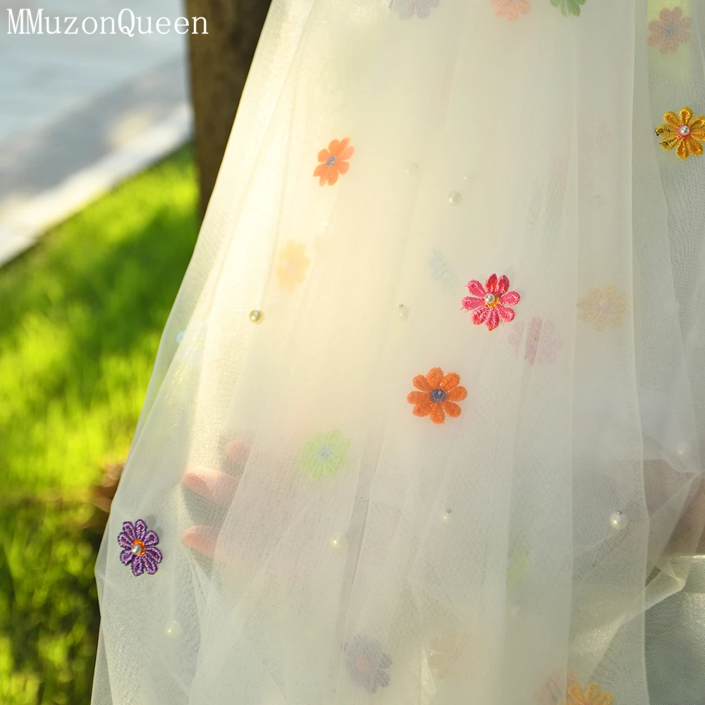 MMQ-velo de novia de una sola capa con flores multicolores, elegante, accesorios de boda para jardín, M143