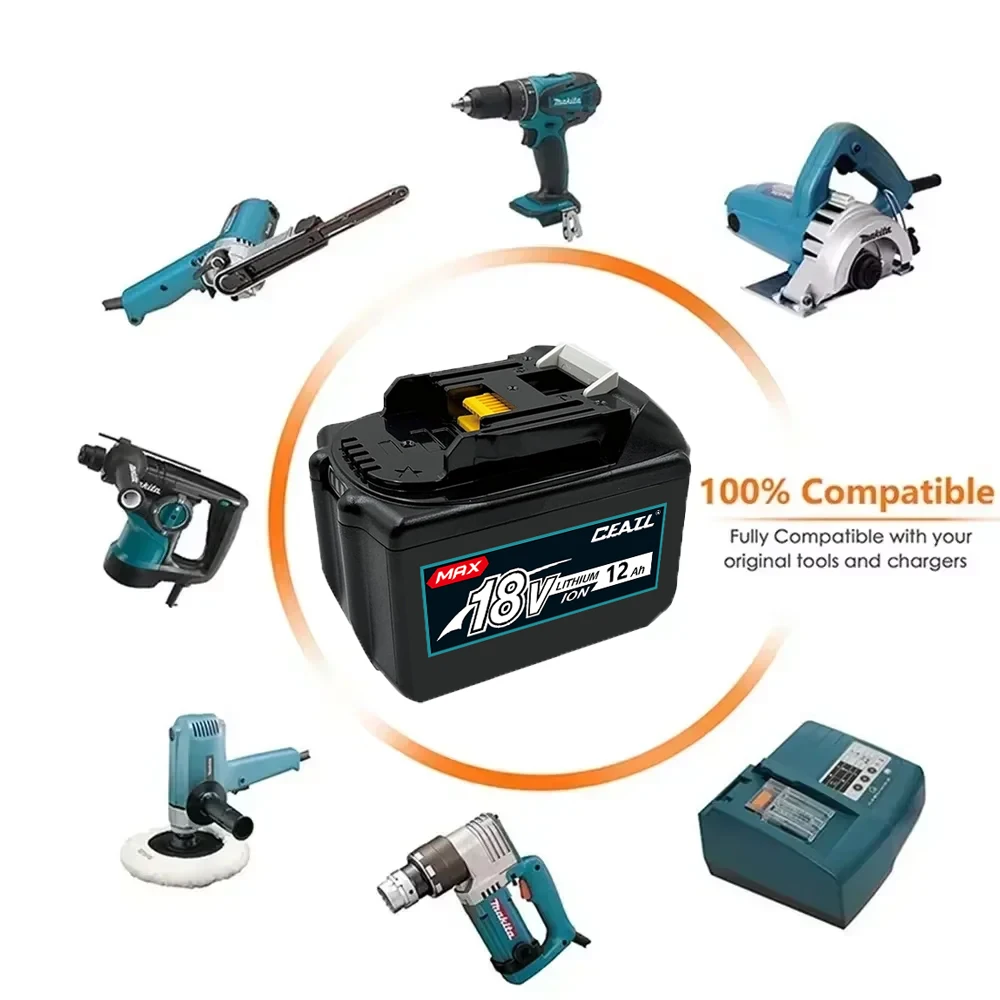 18V 12000mAh/15000mAh/18000mAh Battery, For Makita 18V Power Tool DDF487 DTW700 GBA404 DUC150Z DHR183Z