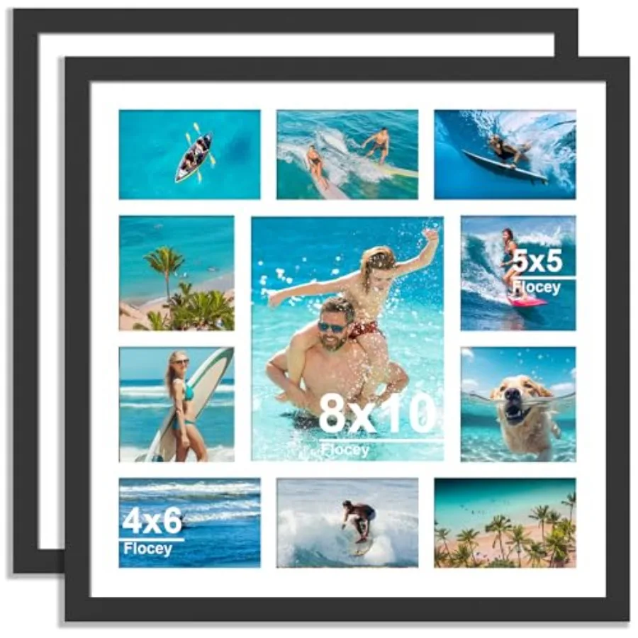 

Фоторамка-коллаж 20x20 с закаленным стеклом - подходит для 8x10, 4x5 и 6x4 фотографий или для использования как одна рамка 20x20.