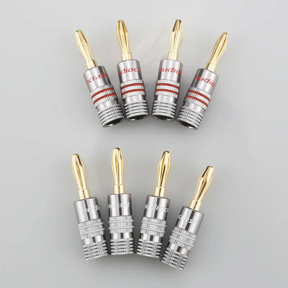 24K Gold Plated Banana Plugs Solderless Double Screw Locking Speaker Cable Connector for 8AWG-20AWG Hifi Speaker Wire 4/8/12/20p