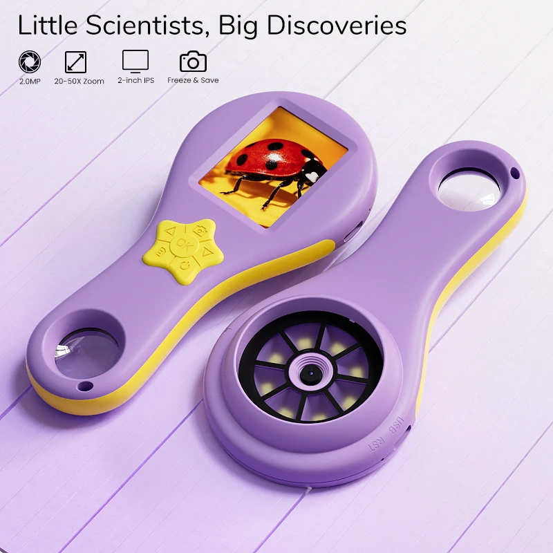 2.0'' IPS Digital Magnifier HD 1080P 20-50X Portable Microscope Handheld Mignifying Glass for Electronics Repair Check Jewelry