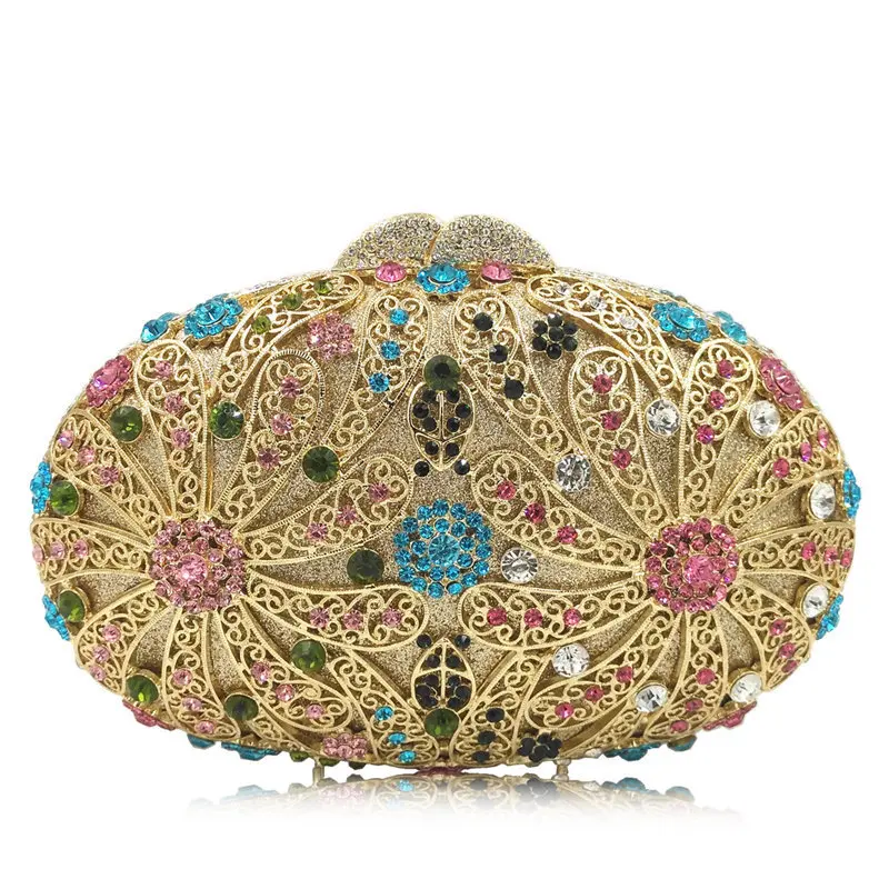 Women Flower Evening Bags Bridal Wedding Rhinestone Floral Handbags and Purses Formal Party Clutch