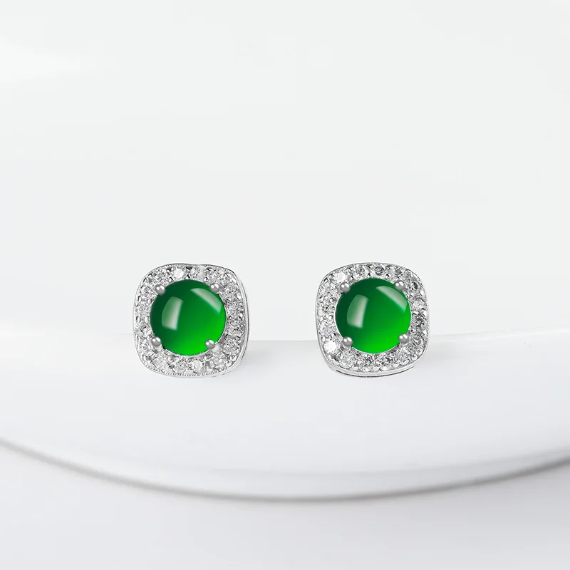 

Authentic Natural A-grade Jade Earrings for Women Luxurious S925 Silver Inlaid Zircon Elegant Exquisite Queen Princess Jewelry