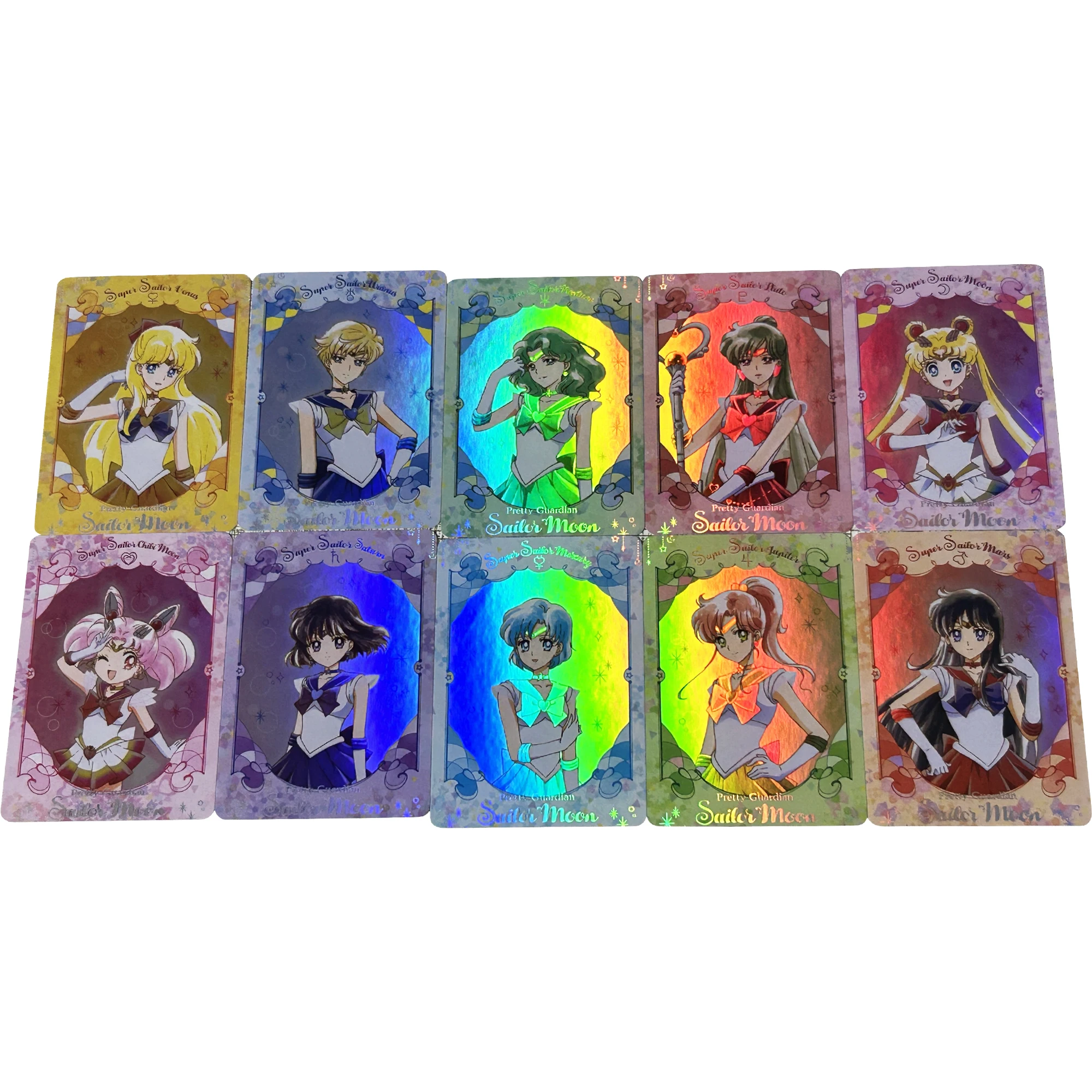 

10Pcs/set Anime Girls Color Flash Cards Tsukino Usagi Hino Rei Aino Minako Mizuno Ami Diy Gift Toys Game Anime Collection Cards